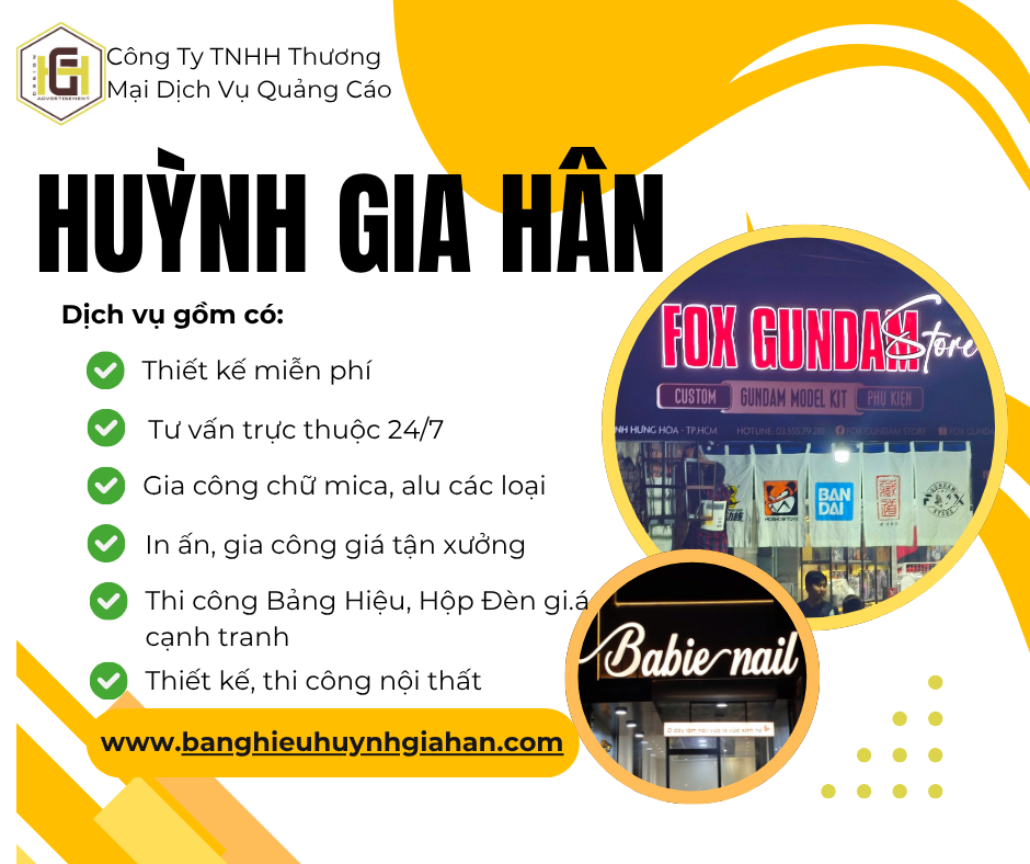 Bảng Hiệu Quảng Cáo Giá Xưởng TPHCM – Thiết Kế & Thi Công Trọn Gói | Huỳnh Gia Hân